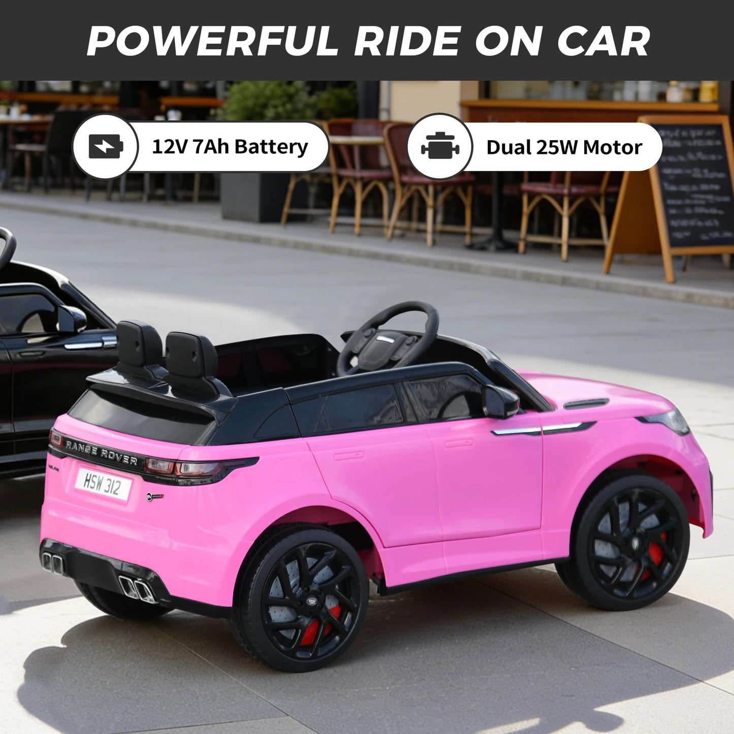 Licensed Land Rover Velar Kids Electric Ride On Car by TOBBI, Toddler 12V Battery Powered 4 Wheeler Driving Vehicle Toy with Remote Control/Safety Belt/Horn & LED Lights for Children Under 8-Pink