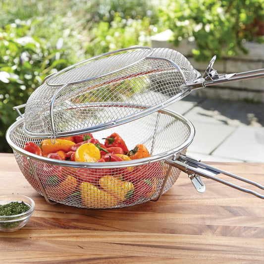 Outset 76450 Stainless Steel Jumbo Grill Basket, 11.75" 3 in 1 BBQ Basket