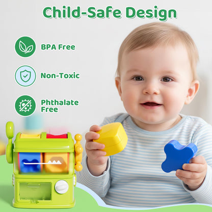 Aprilwolf Montessori Shape Sorter Learning Toys for 1 Years Old, Baby Toys 12-18 Months with 6 Sensory Shape Blocks, Developmental Infant Birthday Gifts for Toddler Age 1 2 3