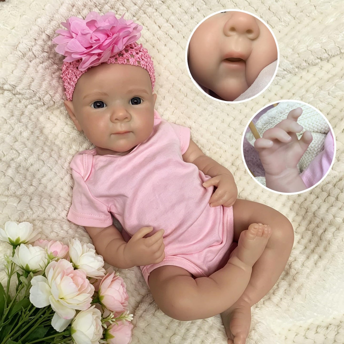 OtardDolls 18 Inch Silicone Baby Doll Full Body Girl Soft Lifelike Realistic Newborn with Clothes and Bottles for Kids
