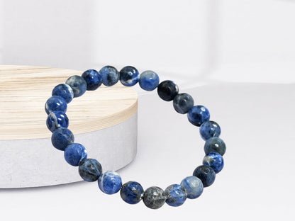 Amazing Gemstone Sodalite Bracelet for Women - Chakra Mens Bracelet Protection Crystals and Healing Stones - Blessing Spiritual Meditation Stocking Stuffers (Faceted Beaded Bracelet)