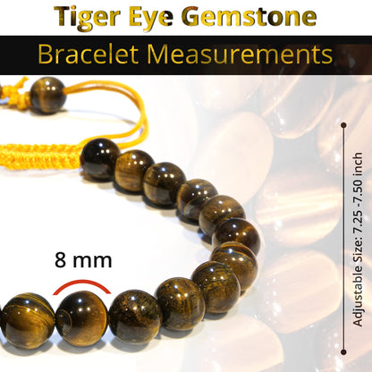 ANAYA AGATE Healing Crystal Bracelet – Chic Gemstone Bracelet for Men and Women – 8mm Round Bead Bracelets for Spiritual Healing, Protection, Positive Energy - Tiger Eye