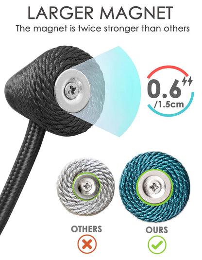 TECVINCI Magnetic Curtain Tiebacks with Upgrade Larger Magnet, 2 Pack 16 Inch Drapery Holdbacks for Indoor & Outdoor Curtain - Silver Grey