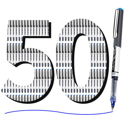 EYEYE 0.7mm Liquid Ink Blue Pens Roller Ball, 50 Pack Rollerball Pen Medium Point Quick Dry, Blue Ink Pens Fine Point Smooth Writing Pens for Journaling, Note Taking, Office and School Supplies
