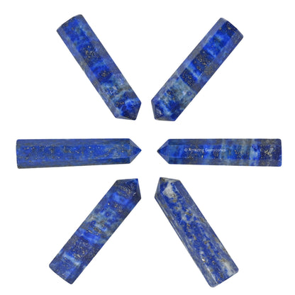 Amazing Gemstone Lapis Lazuli Crystal Points Bulk Healing Crystals and Stones - Pack of 3 Single Terminated Healing Wand Point Bulk Crystals for Crafts, Crystal Grid, DIY Work - Premium Crystals
