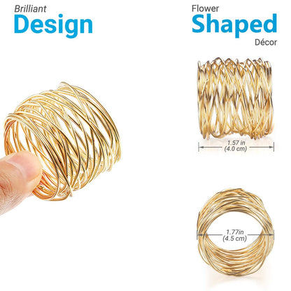 URWOOW Twisted Wire Mesh Napkin Rings Holders Décor Dinner Party Wedding Christmas Gathering (Gold 12pcs)