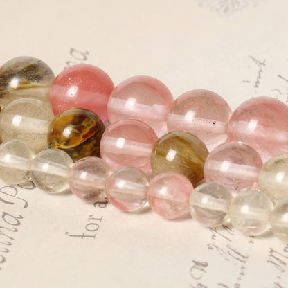 About 45pcs 8mm Natural Stone Beads Fire Cherry Quartz Beads Energy Crystal Power Gemstone for Jewelry Making, DIY Bracelet Necklace