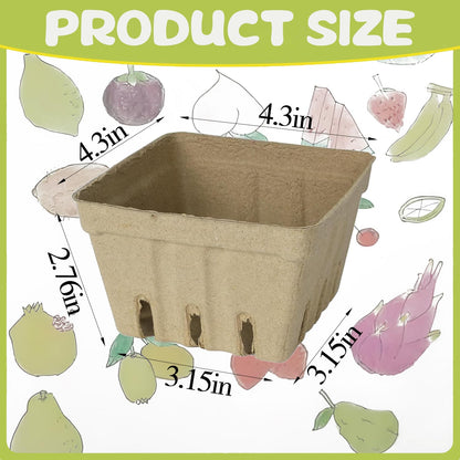 60 Pack Natural Pulp Fiber Berry Basket, Molded Produce Vented Kitchen Supplies for Strawberry Blueberry Raspberry, fruit baskets,berry containers,farmers market stand (Berry Basket (60 Pcs))