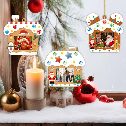 KOYILTD 32 Sets Christmas DIY Picture Frame Crafts Gingerbread Hanging Ornaments Kits for Christmas Tree Funny Christmas Picture Frame Kits Home Class Party Game Activities (Candy 1)
