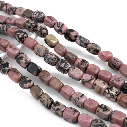 BEADIA Natural Rhodochrosite Cuboid Stone Loose Semi Gemstone Beads for Jewelry Making 8mmx12mm 38cm/Strand