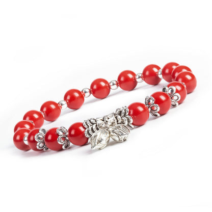 MEHUK 8mm Cinnabar Stretch Bracelet for Women Natural Mineral Energy Gift for Men Lucky Friendship Couple
