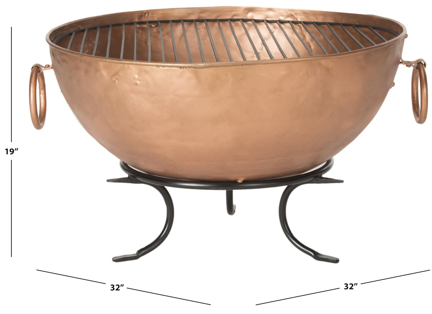 Safavieh Outdoor Collection Bangkok Fire Pit, Copper and Black