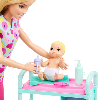 Barbie Careers Baby Doctor Playset with Blonde Fashion Doll, 2 Baby Dolls, Exam Table & Accessories