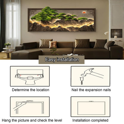 3D Decorative Painting, Creative Wall Sculptures with LED Light, Wall Art Decor Painting, Modern Hanging Mural, for Living Room Entrance Bedroom(Brown 1,30 * 90cm/11.8 * 35.4in)