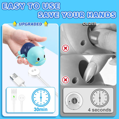 Electric Swimming Turtle Bath Toys - Automatic Swimming with Colorful LED Lights, Rechargeable Light Up Water Pool Floating Toys for Toddlers Kids Ages 1-3 4-8 Year Old Boy Girl