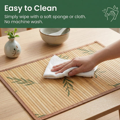 Eorbow 8 Pack Bamboo Placemats, 18 x 12 Inch Anti-Slip Table Mats, Heat Resistant Place Mats, Japanese Style Washable Placemats for Dining Room, Kitchen, Restaurant
