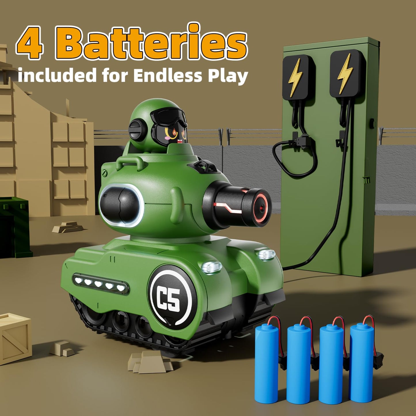 bessome 2 Pack Cute Cartoon Remote Control Battle Tanks with Laser tag|Hobby RC Cars Shoot to Ejected Out|Military Army Toys for 6 7 8 Year Old Boys Girls | Christmas Birthday Easter Gifts for 8-12