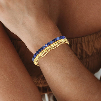 Harry and Henry Gold Beaded Bracelets for Women Gold Crystal Stackable Bracelets for Women Elegant Bead Bracelet Set Boho Jewelry Gift