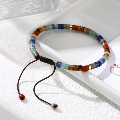 Chakra Bracelets for Women，Healing Natural Stone Bracelet 7 Chakras Healing Crystals Meditation Relax Anxiety Spiritual Jewelry for Calm Meditation Spiritual Bracelets for Women (seven color)