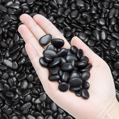 Black Small Pebbles - Decorative Gravel Rock Plant Stones,3/8" Natural Polished Stones Succulent Gravel,Pebbles Gravel for Bamboo Plants,Succulent,Home Decor,Landscaping,Vase Fillers.
