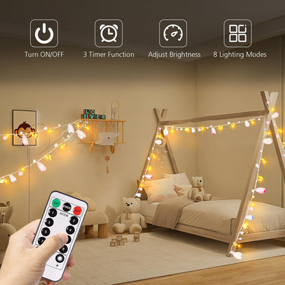 DealBeta Battery Operated Fairy String Lights, Acrylic Gems Jewels String Lights with Remote 8 Modes Timer Function,30 Warm White LED Battery Powered Fairy Lights for Bedroom Party Decor
