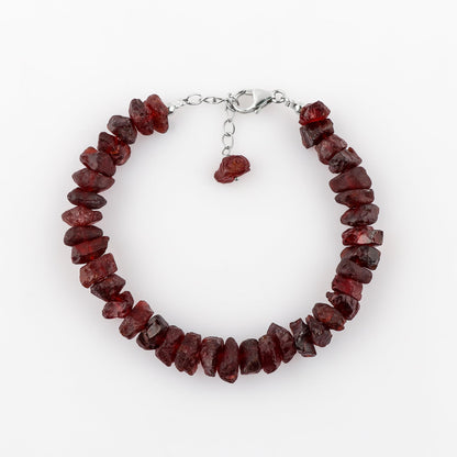 CRYSTALIS Red Garnet Bracelets, Raw Crystals Bracelet, Natural Gemstone Bracelets, 925 Sterling Silver Bracelets, Women Gift Jewelry, Birthstone Bracelets, Power Healing Bracelets | Heart Chakra [A+]