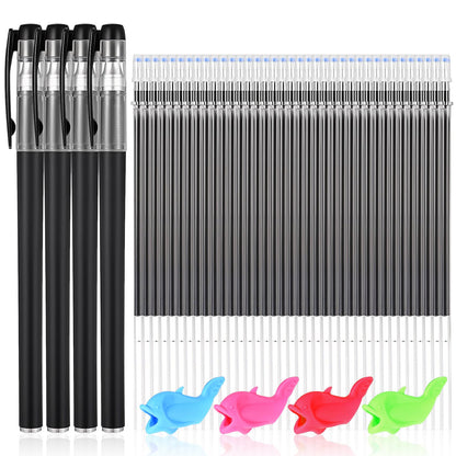 Heclia Magic Pens & Refills for Kids 48 PCS Grooved Book Magic Pens for Children's Copybooks Reusable Grooved Handwriting Practice Kids Book Disappearing Ink Pen for Tracing Books Writing Train