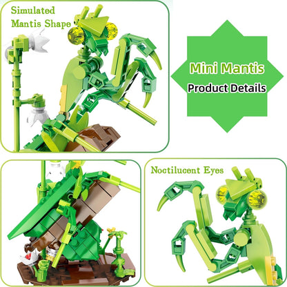 WULOBOOI Ideas Insect Collection Toy Building Sets, Chinese Mantis with Flowers Nature Display Models for Home Decor, Fun Bug Gift for Animals Lovers Woman Teens Adults