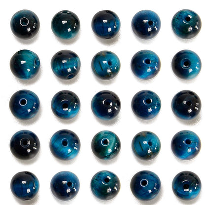 NCB 100pcs Original Natural Stone Beads Gemstone Round Loose Beads 6mm 8mm 10mm (Aquamarine Tiger's Eye, 6mm 100Beads)
