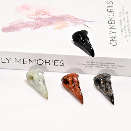DZJXBZhu Obsidian Raven Skull Figurine Crystal Healing Stone Spiritual Meditation Pocket Figurine Natural Gemston Hand Carved Polished Home Room Office Desk Decoration Gift Collect
