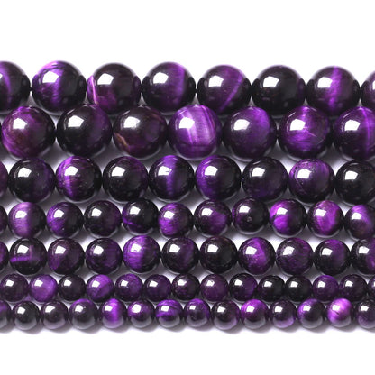 36PCS 10MM AAA Purple Tiger Eye Stone Beads Natural Gemstone Bead Crystal Healing Energy Jewelry Making DIY 15 inches