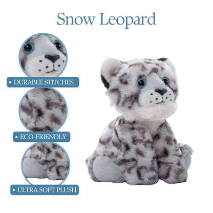 The Petting Zoo Snow Leopard Stuffed Animal Plushie, Gifts for Kids, Wild Onez Wildlife Animals, Leopard Plush Toy 9 inches
