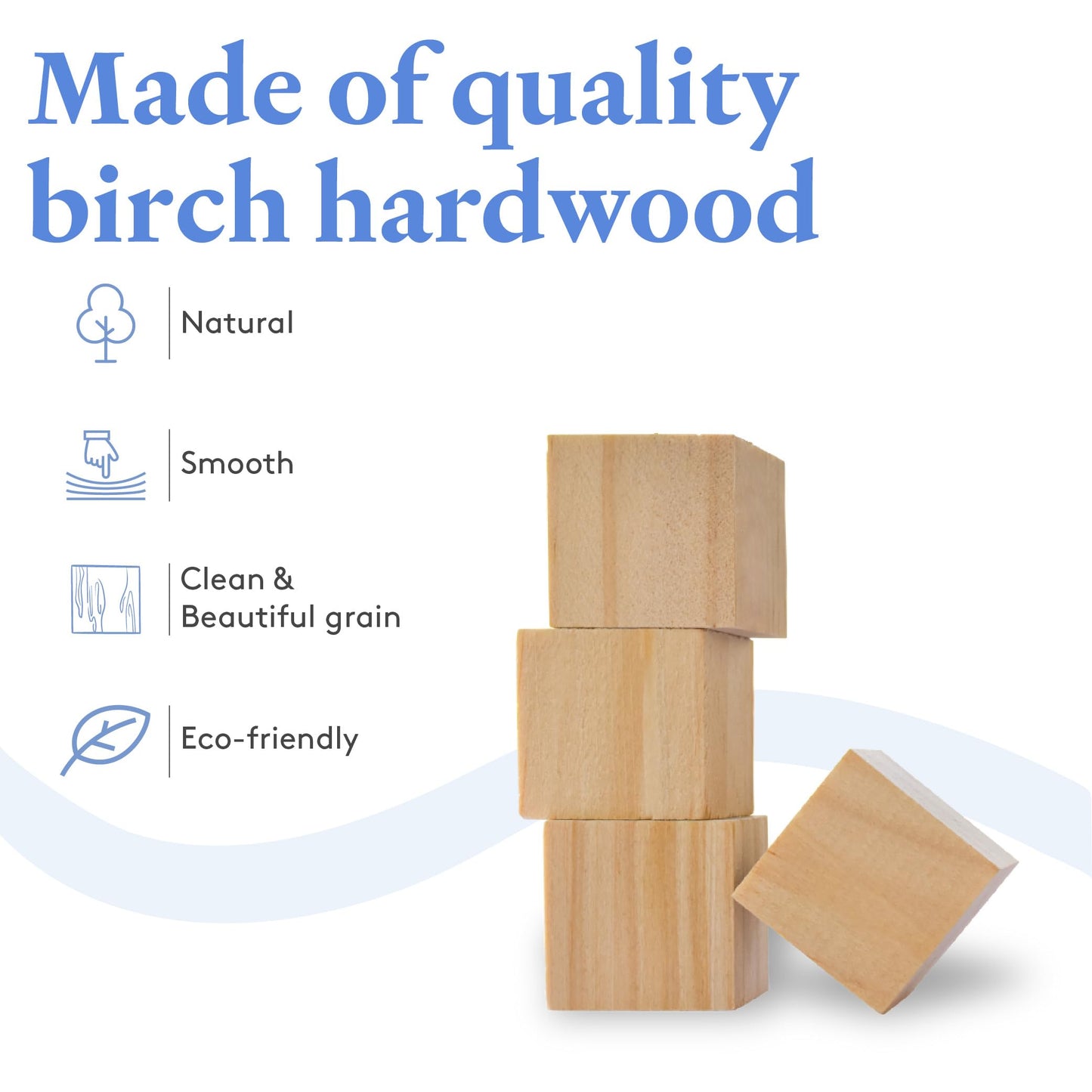 DIY Wood Cubes 2-inch, Pack of 12 Small Wooden Blocks for Crafts, STEM, Building, and Blank Wooden Dice, by Woodpeckers