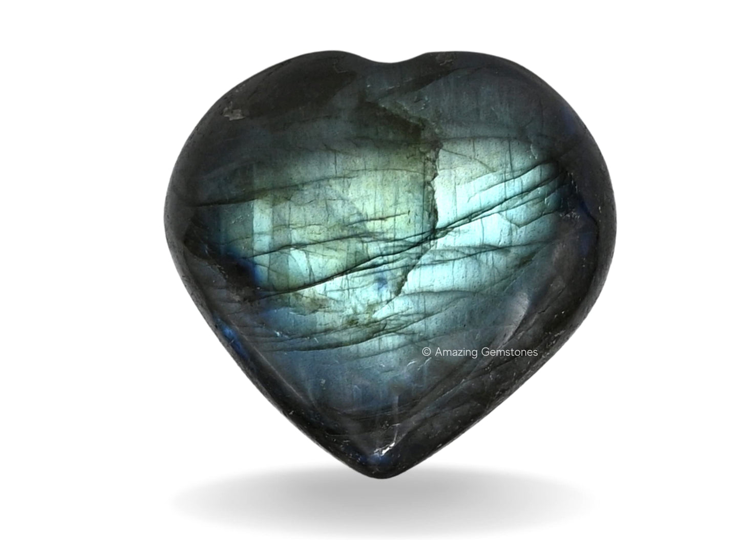 Amazing Gemstone Labradorite Crystal Heart Palm Stone - Pocket Massage Worry Stone for Natural Body Chakra Balancing, Reiki Healing and Crystal Grid