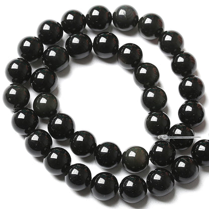 10MM 72pcs Natural Black Obsidian Stone Energy Healing Beads Round Loose Beads for Jewelry Making Bracelet 2 Strands 32"