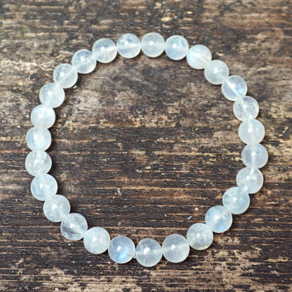 6MM Crown Chakra Moonstone Bracelet - Natural Gemstone for Love and Relationships | Adjustable 7.5-8" | Gift Box and Velvet Pouch Included | Men's and Women's Jewelry