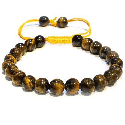 ANAYA AGATE Healing Crystal Bracelet – Chic Gemstone Bracelet for Men and Women – 8mm Round Bead Bracelets for Spiritual Healing, Protection, Positive Energy - Tiger Eye
