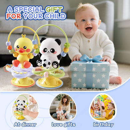 lebowen Baby Toy, Panda Suction Cup High Chair Table Soother, Grip and Spin Toy, Interactive Development, Suitable for 10-36 Months, Baby Gift, Excellent Birthday Present Choice