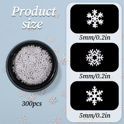 300PCS Mini Metal Snowflake, 0.2 Inch White Small Christmas Craft Embellishments Winter Tiny Snowflake Ornaments for DIY Party Decor Christmas Home Decoration