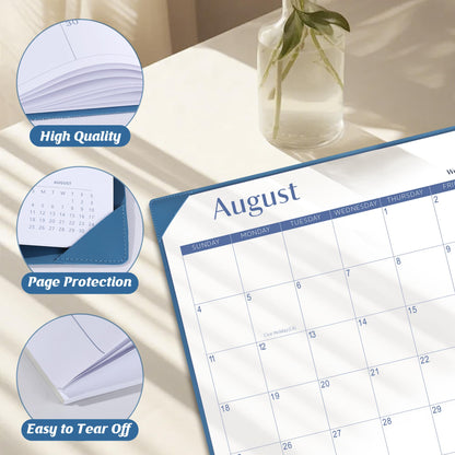 Gannyfer Desk Calendar 2026-2027 with Desktop Mat, Simplified Large 22" x 17" Desktop Pad Calendar, 18 Month Desk Calendar 2026, Use Now to Jun 2027, Office Supplies Perfect for Home School and Office - Blue