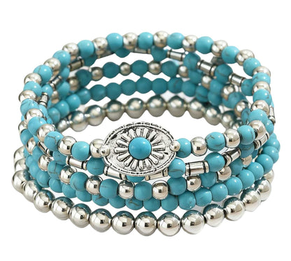 LOTSOF Western Turquoise Beaded Bracelet, Chic Stack Beaded Western Style for Country Concerts, Cowgirl Outfits & Boho Jewelry (Western Bracelets)