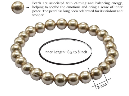 Amazing Gemstone Crystal Bracelet for Women Men's Gifts - Protection Healing Crystal Bracelet - 8mm Gemstone Beaded Stretchable Bracelet Pulseras Para Hombres Mujer Stocking Stuffers Mothers Day Gift (Champagne Pearl)