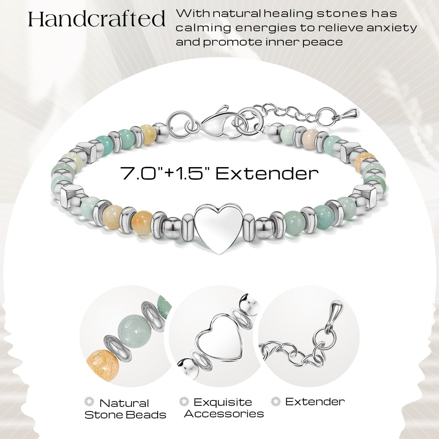 ZOKCC Inspirational Gifts Bracelets for Women Healing Natural Stone Beaded Bracelets - Friendship Encouragement Graduation Gifts for Women Friends Sister Bestie Mom Daughter