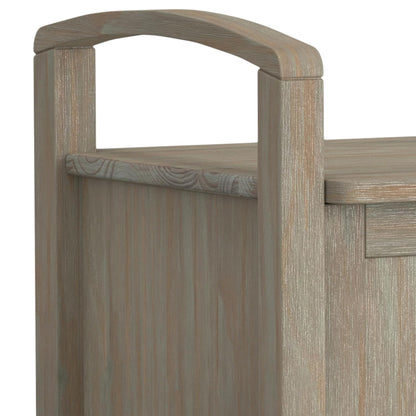 SIMPLIHOME Warm Shaker Entryway Storage Bench - 44 inch Wide Solid Wood Storage Seat in Distressed Grey, Transitional Bench Seat for Mudroom or Living Room with Lift-Up Lid and Shaker-Style Panels