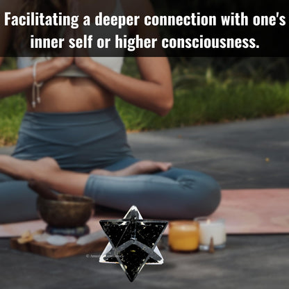 Amazing Gemstone 1 Pcs Shungite Large Crystal Orgone Merkaba Star for Reiki Healing Meditation and Crystal Grid