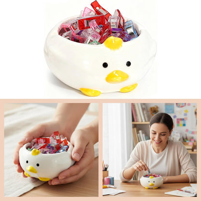 Desk Organizer Set of 2 For Office School Ceramic Pen and Paper Clip Holder for Desk Cute Cartoon Animal Stand Pencil Cup Pot Desk Organizer - Set incl. Ceramic Pen Holder and Paper Clip Holder