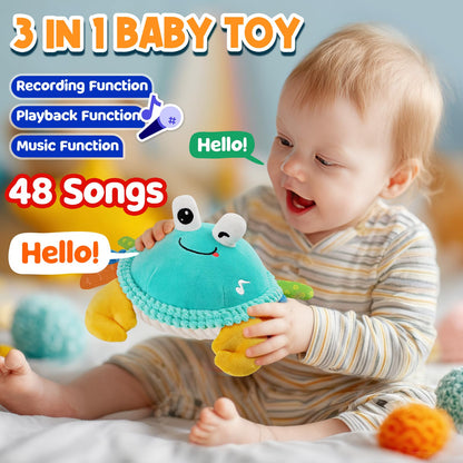 FUNZBO Baby Tummy Time Toys 12 18 Months -Musical Dancing Crawling Crab Babies Plush Toy, Interactive Infant Toys With 50 Songs & Recording Feature,Birthday Gifts for 1 2 3 Year Old Boys Girls Toddler