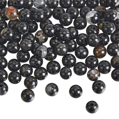NBEADS About 89 Pcs Natural Black Tourmaline Beads Strands, 4mm Polished Smooth Gemstone Round Beads Nature Spacer for Bracelets Necklace Jewelry Making