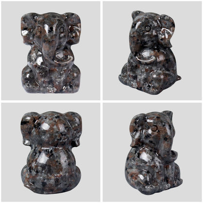 Ytbeoxk 2 Inch Crystal Elephant Decor Statues, Yooperlite Cute Sitting Elephant Figurines, Reiki Healing Crystal Carved Animal Statues, Home Office Desk Hand Carved Decor Gifts for Women
