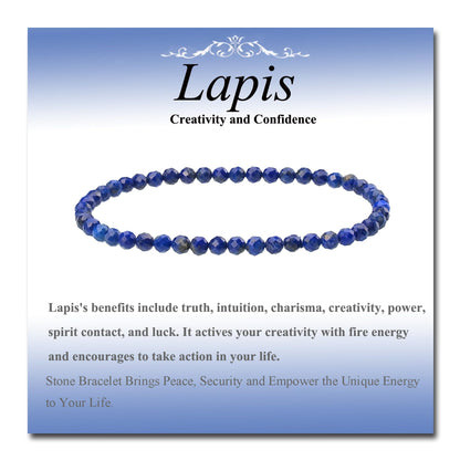 MASSIVE BEADS Natural Genuine Gemstone Beads Healing Crystal Chakra Reiki Jewelry Faceted Round Beads Bracelets (Lapis, 3mm)